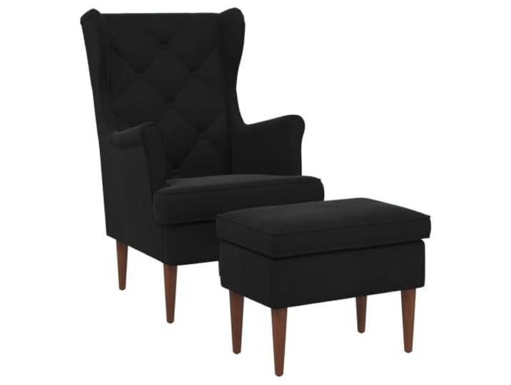 Makastle Sessel mit Fußhocker Schwarz Samt 65x79x100 cm