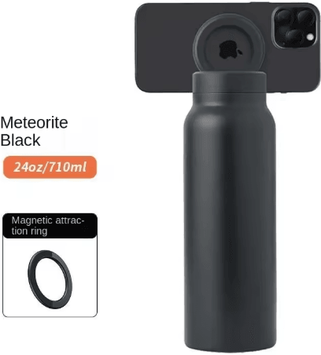 Inspire Picks Insulated Sports Water Bottle With Magnetic Phone Holder And Built In Stand gray