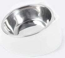 Uplift Essentials Raised Ergonomic Tilted Stainless Steel Pet Bowl white