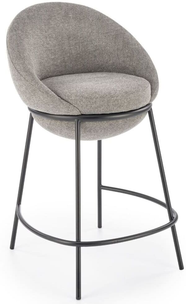 MSO Tabouret de bar design en tissu de polyester gris Gris 57x90x53cm