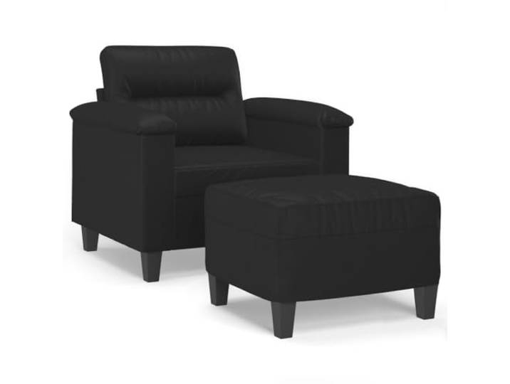 KUTYWEXFM Sessel mit Hocker Schwarz Kunstleder Relaxsessel Komfortables Polsterstuhl-Set mit Hocker für Ihr Wohnzimmer oder Leseecke. Pflegeleichte Oberfläche für entspannte Abende.