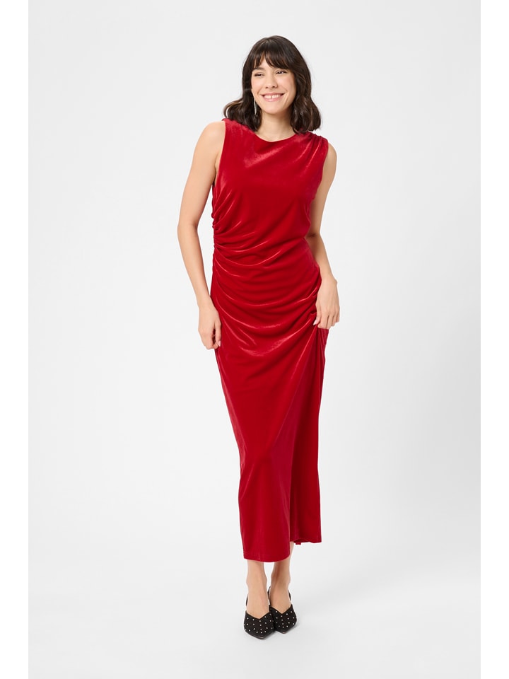 Kaffe Samtkleid in Rot - XL