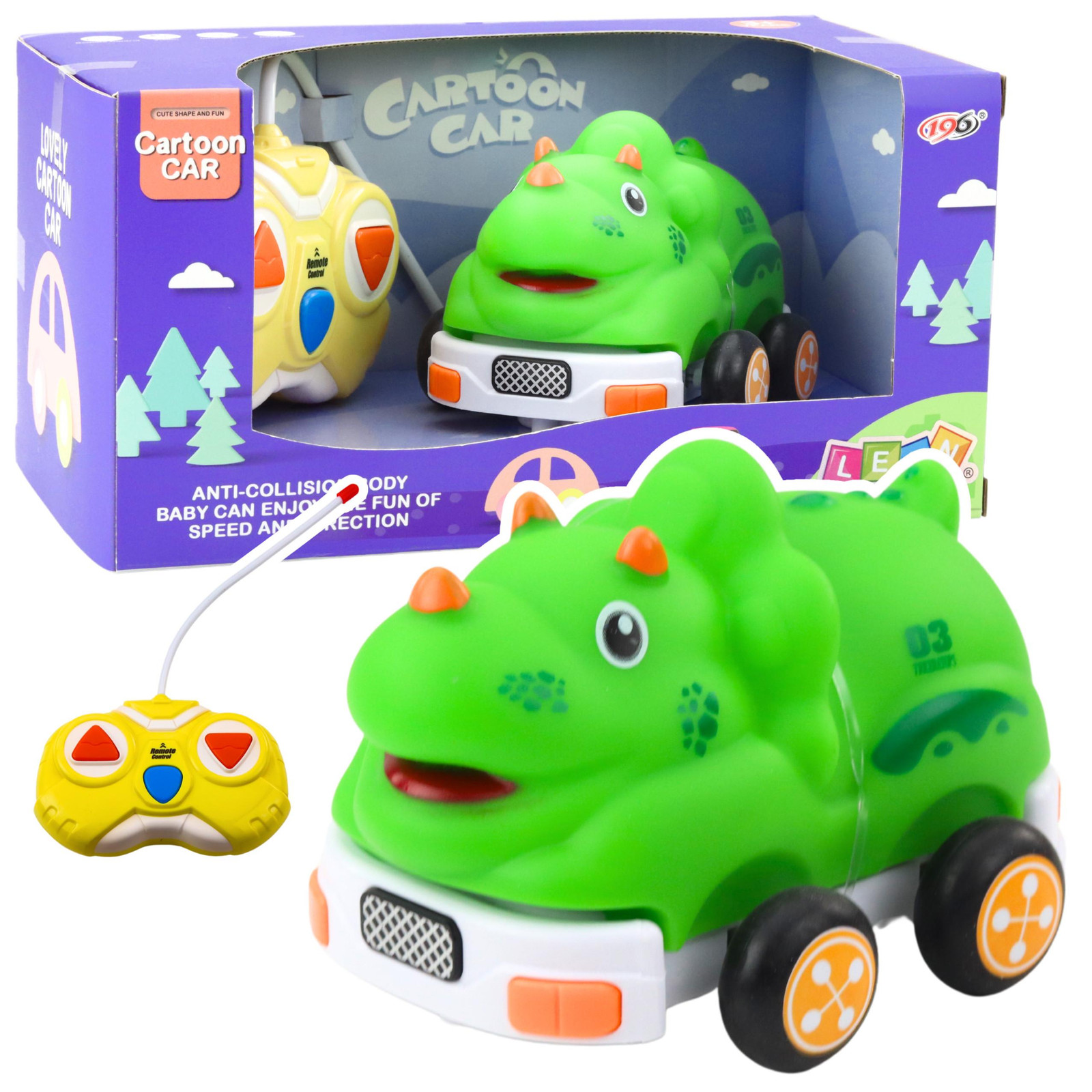 Lean Toys Afstandsbediening Rc-auto Dinosaurus Groen voor Peuters