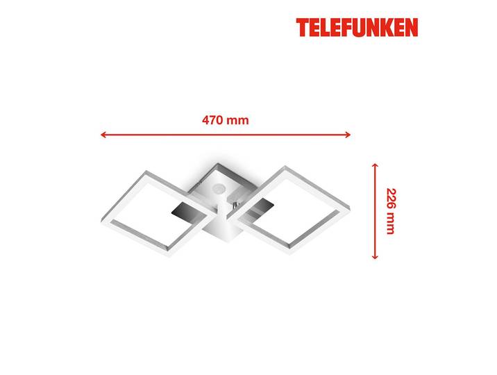 Telefunken Deckenleuchte mit Bewegungsmelder Frame, chrom / silber, für Wohn- / Esszimmer, Metall, Modern, Deckenlampe