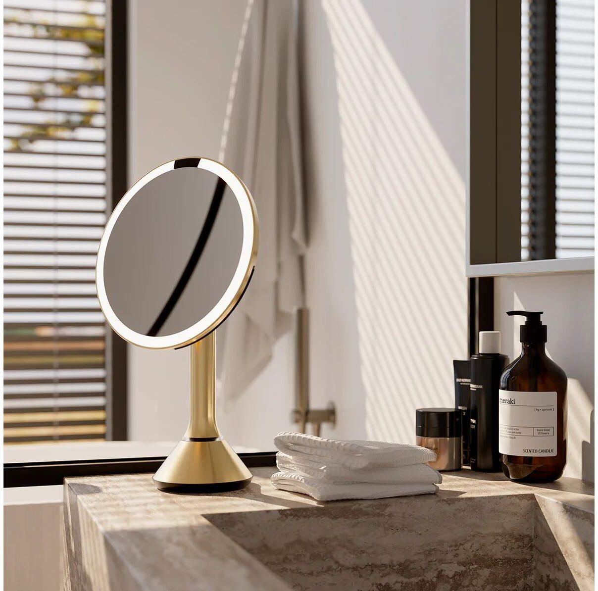 Kosmetikspiegel SIMPLEHUMAN "Simplehuman 20cm,Messigfarben", braun, H:46cm, Edelstahl, Spiegel, Kosmetikspiegel braun B/H/T: 46cm