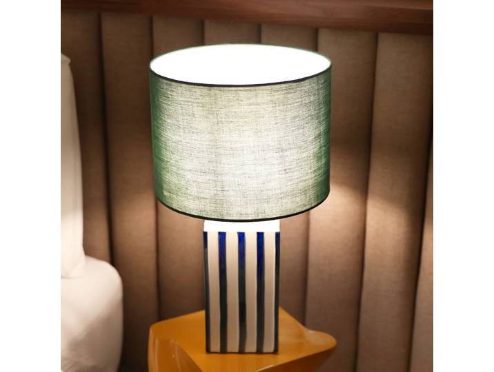 Lampe de table Check Streak, bleue/blanche/verte - &Klevering - Chambre à coucher - Design - Céramique