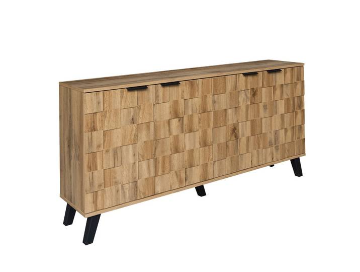 SIDEBOARD in Eiche Optik Stil mit 3 Türen, 160.5/35.5/78cm