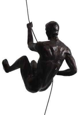 Uplift Picks Rock Climbing Man Wall Sculpture Resin Athlete Decor Retro Hanging Art 02