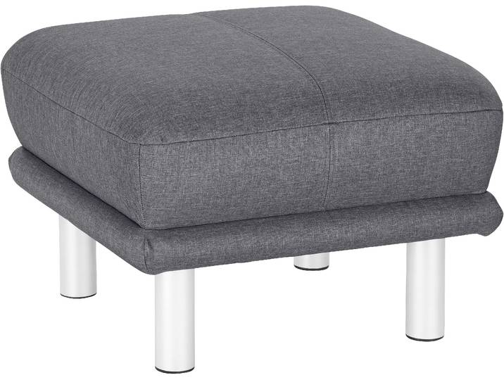 Hocker, Polyester, Hellgrau, 66×66 cm, Modern & Vintage, TRENDMANUFAKTUR