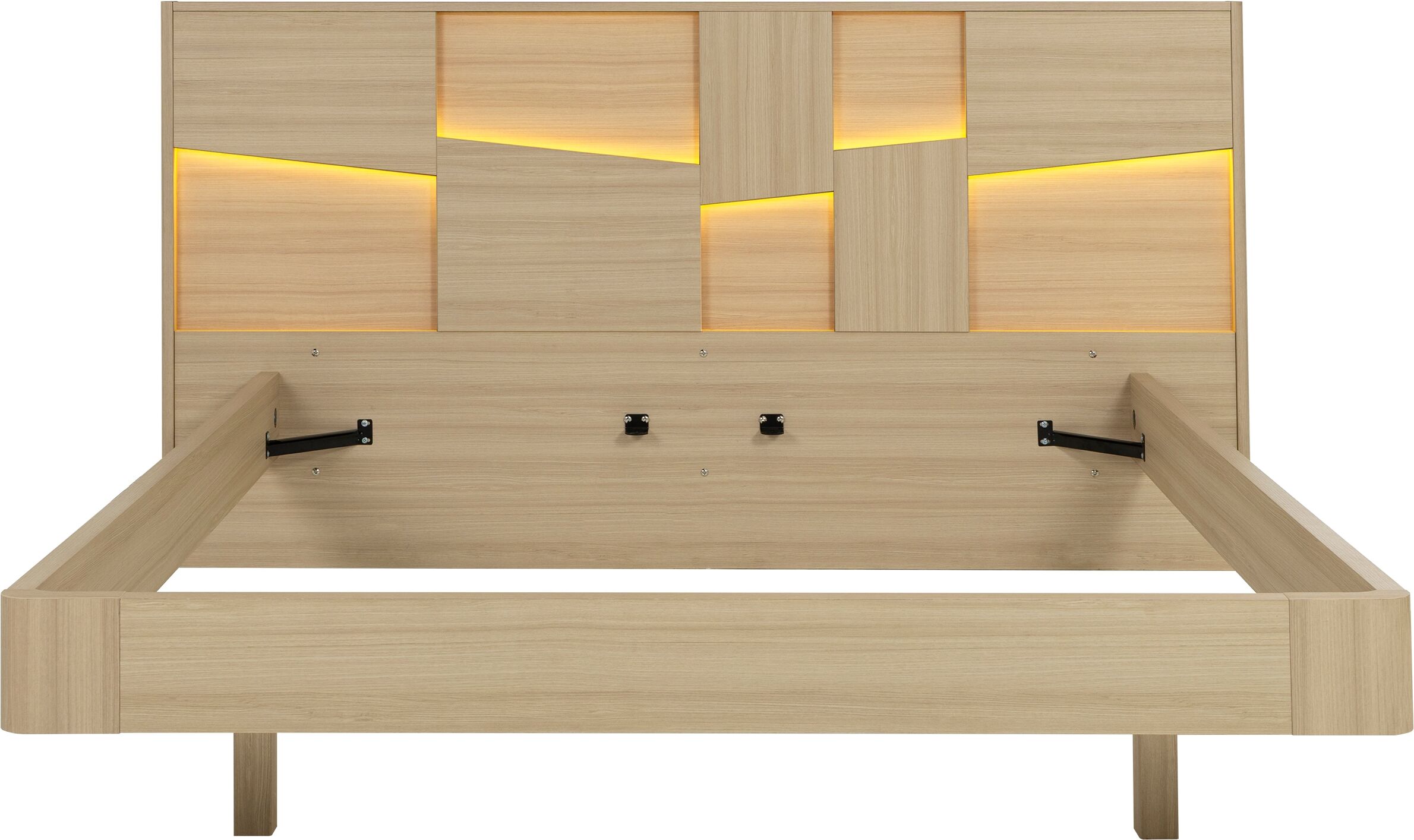 Einzelbett GAMI, eiche nachbildung, eiche nachbildung, eiche nachbildung, B:206cm H:107cm L:210cm, Betten, Ein elegantes Bett mit integrierter Beleuchtung