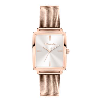 Quarzuhr TAMARIS "Square Meets Mesh", rosa (roségoldfarben, silberfarben), Armbanduhren, Damen, roségoldfarben, Quarzuhr, Armbanduhr, Damenuhr, Edelstahlarmband, analog