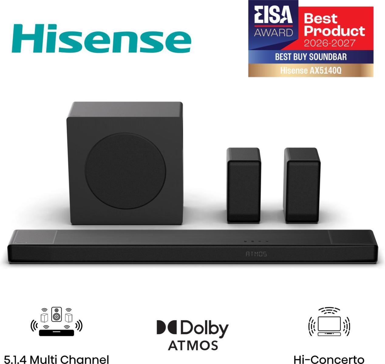 Hisense AX5140Q Soundbar 600 W 5.1.4 Kanäle (Schwarz) 20016768