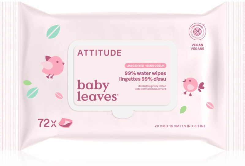 Attitude Baby Leaves Water Wipes lingettes sans parfum 72 pcs
