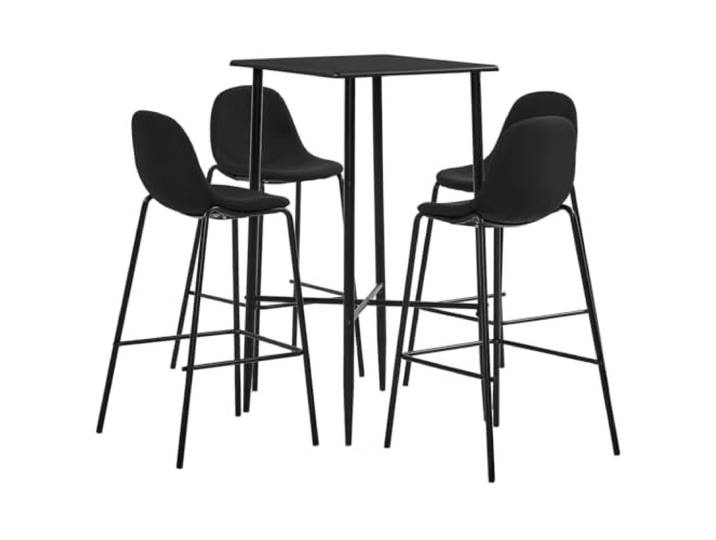 KFPOERTFGD 5-TLG. Bar-Set Schwarz, Bartisch 60x60x111 cm und 4 Barhocker mit Fußablage, Stehtisch-Set für Küche, Esszimmer, Bar