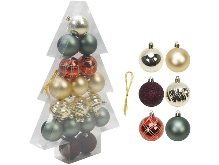 Set 17 Weihnachtskugeln MERRY goldfarben