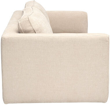Miliboo Design-Sofa aus beige strukturiertem Samtoptik-Stoff, 3-Sitzer GRAMMY