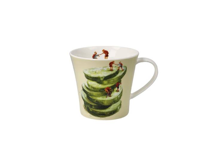 Tasse GOEBEL Daria Rosso - Reaching Lighter Summits , beige (bunt), B:10cm H:9,5cm, Fine China-Porzellan, Trinkgefässe, Tasse, Füllmenge 0,35l
