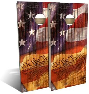 Skip's Garage American Flag We The People Outdoor Cornhole Board Set