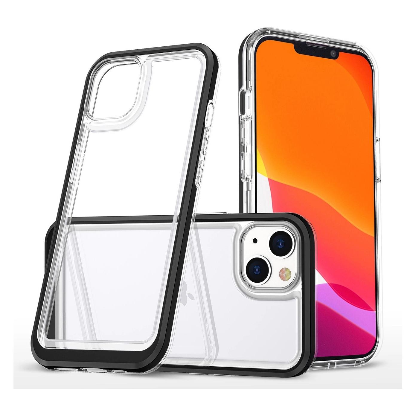 Hurtel Klare 3in1 Hülle für iPhone 14 Silikonhülle mit Rahmen schwarz (Apple iPhone 14) (1404978613)