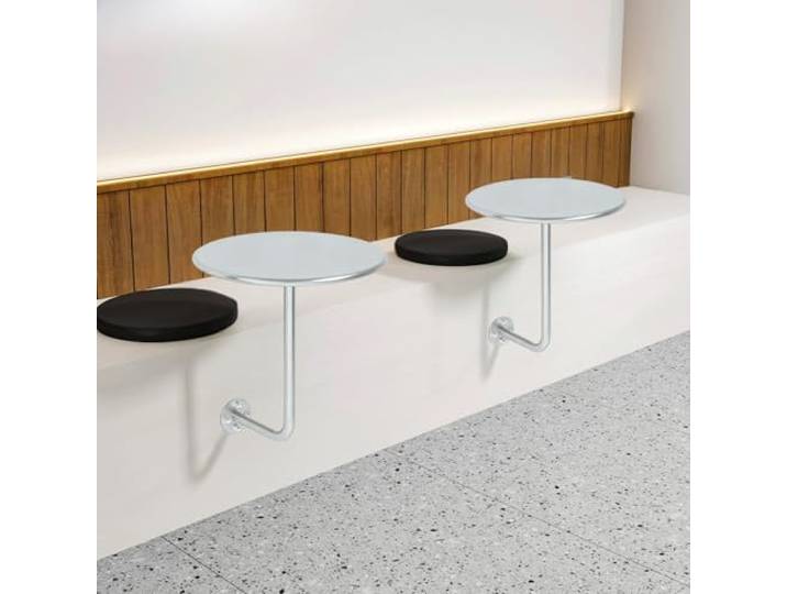 MmcdylyhEU An der Wand montierter Kleiner Bartisch, runder Couchtisch, L-förmige Theke, schwebende Werkbank mit Stabiler Basis und einfacher Montage(Silver,50cm)