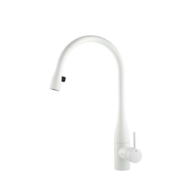 KWC Hebelmischer EVE Auszugauslauf verd, A225, mit Licht, Niederdr, glacier white 10125103150FL