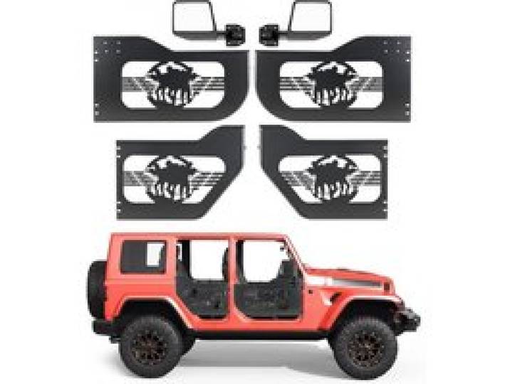 VEVOR Röhrentüren 4-türig, Kompatibel mit Jeep Wrangler JL (2018-2026) & Gladiator JT (2020-2026), Offroad-Halbtüren aus Stahl (Vorne & Hinten) mit DOT-zertifizierten Außenspiegeln, Rohrrahmentüren