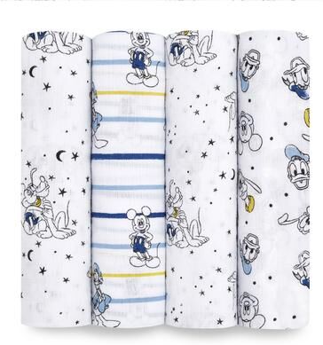 aden + anais aden+anais essentials Disney Baby 4-Pack 100% Cotton Muslin Swaddle Blankets
