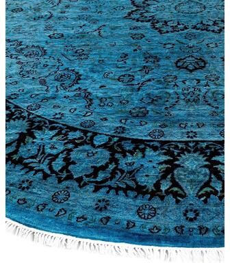 Overton "Fine Vibrance, One-of-a-Kind Hand-Knotted Area Rug - Blue, 8' 1"" x 8' 2"" - 8' 1"" x 8' 2"""