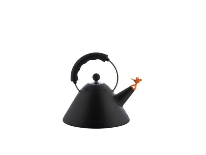 Alessi 9093 BB - Bouilloire Design\, Compatible Induction\, en Acier Inoxydable Coloré\, Poignée et Sifflet en PA\, 200 cl\, Noir