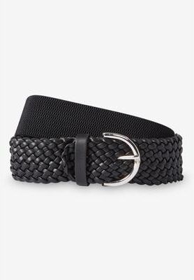 Women's Woven Stretch Belt by Accessories For All in Black (Size L)