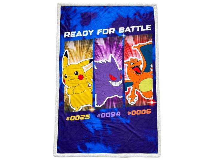 Homadict Plaid Sherpa 100X150 Cm Pokemon Emblematiques