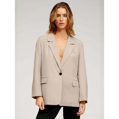 Kurzblazer TEESHOPPEN "TEESHOPPEN Blazers Oversized", Damen, Gr. XL, beige (grau), Obermaterial: 94% Polyester, 6% Elasthan, Blazer Kurzblazer