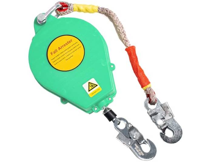 VFDZ Höhensicherungsgerät 3m/5m/7m/10m/15m/20m, 150kg(Grün,20m) Einziehbar Absturzsicherung Dachdecker, Grün/Gelb Auffanggurt Absturzsicherung mit Selbstsicherndem Haken für Höhenarbeiten
