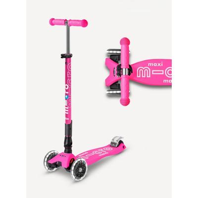 Micro Kickboard Maxi Deluxe Foldable LED Scooter - Shocking Pink