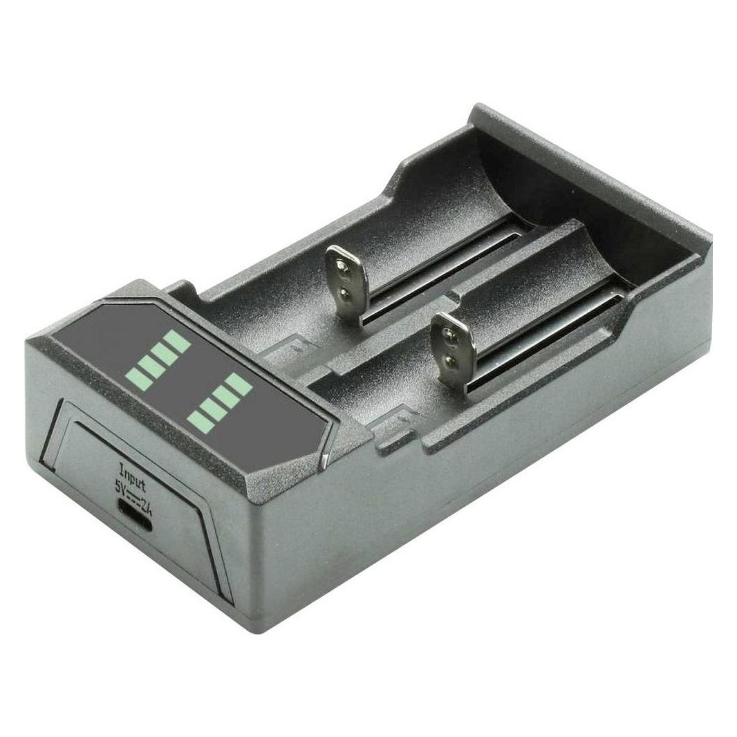 FliteZone USB Ladegerät Li-Ion 18650 - 2-Schacht Ladegerät mit USB-C (18655)