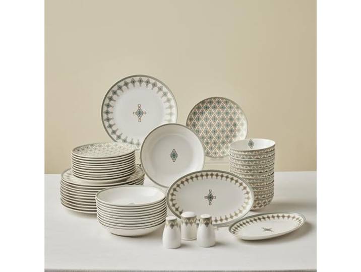 Karaca Forever Bone Dorothy 53-tlg Tafelservice für 12 Personen, Neue Generation Bone China, Elegant, Langlebig & Mikrowellen- & Spülmaschinenfest, Komplettes Geschirrset