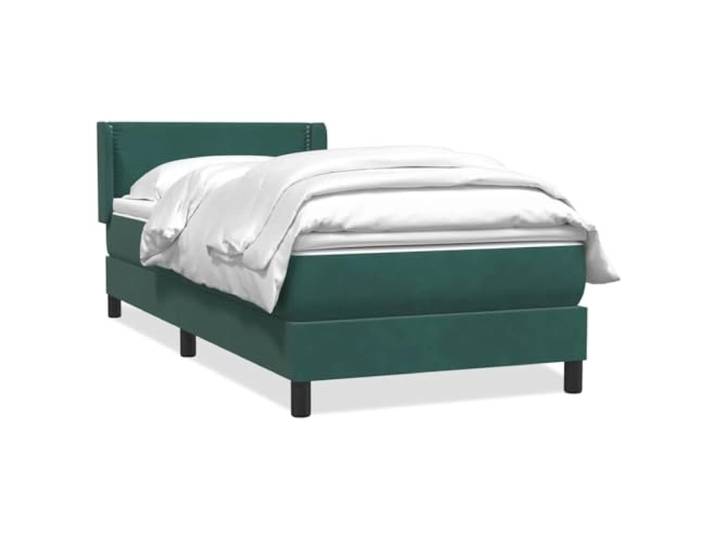 LKJephalotrop Boxspringbett mit Matratze 80x220 cm Samt Dunkelgrün Komplettes Polsterbett fürs Schlafzimmer mit höhenverstellbarem Kopfteil, weichem Topper und punktelastischer Matratze.
