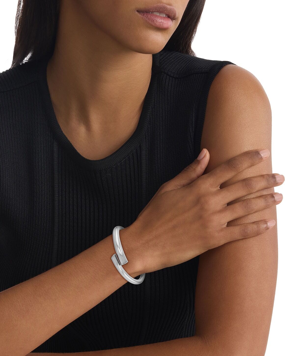 Armreif CALVIN KLEIN "CK SPIRAL", silber (edelstahlfarben), Armbänder, Damen, 17,5cm, Edelstahl, Armreif edelstahlfarben 17,5cm, Edelstahl