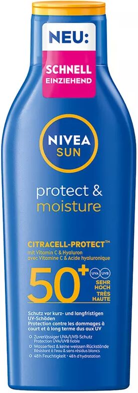 NIVEA SUN - Protect & Moisture Sonnenmilch LSF 50+, Sun Protect&Moisture Milch LSF 50+, 200 ml
