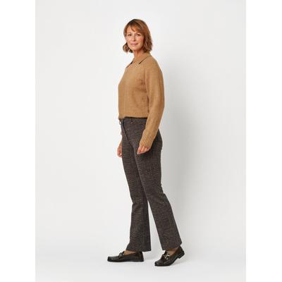 Bootcuthose RELAXED "Meine beste Freundin", Damen, Gr. 36, N-Gr, braun (dunkelbraun 078), Jersey, , Feminin, slim fit normal, Hosen, mit Glencheck