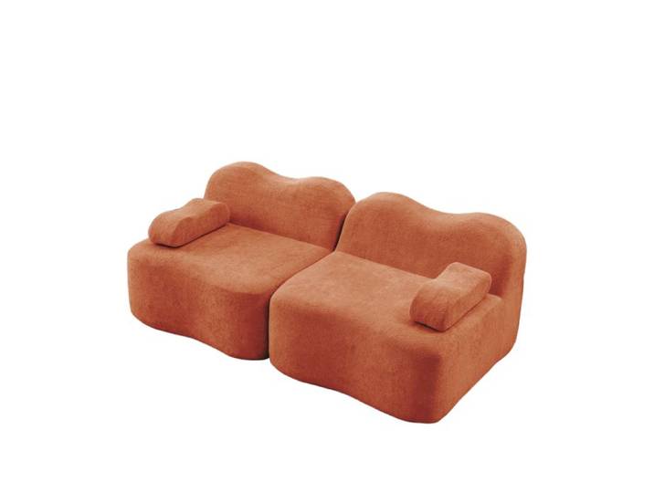 Canapé compressé d'angle modulaire -canapé-lit convertible droit 2 places - coussin de siège profond salon Orange
