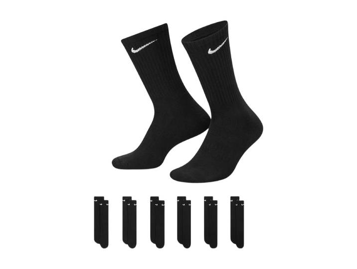 6-pack Nike Everyday Cushion crew trainingssokken zwart - witte swoosh maat S