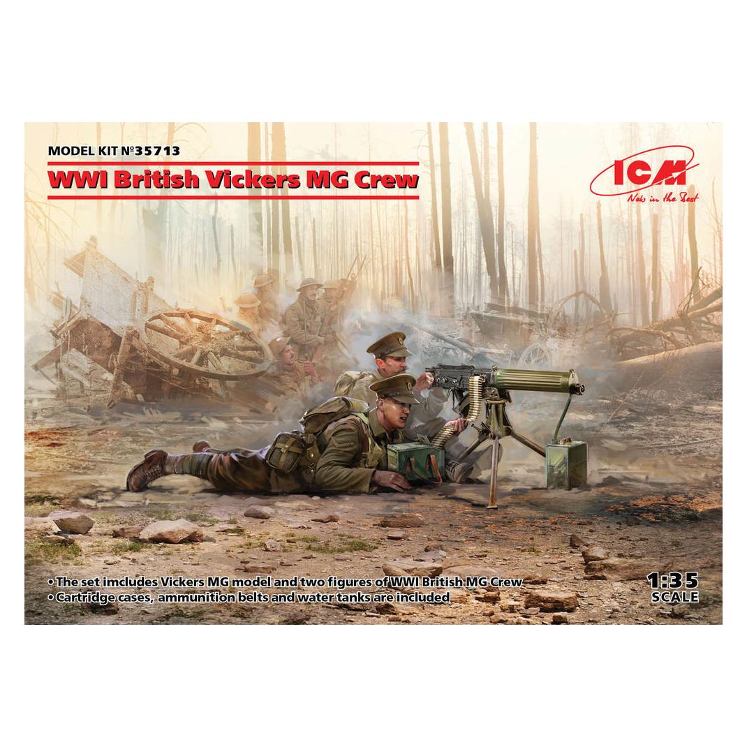 ICM WWI British Vickers MG Crew(Vickers MG & 2figures) (35713)