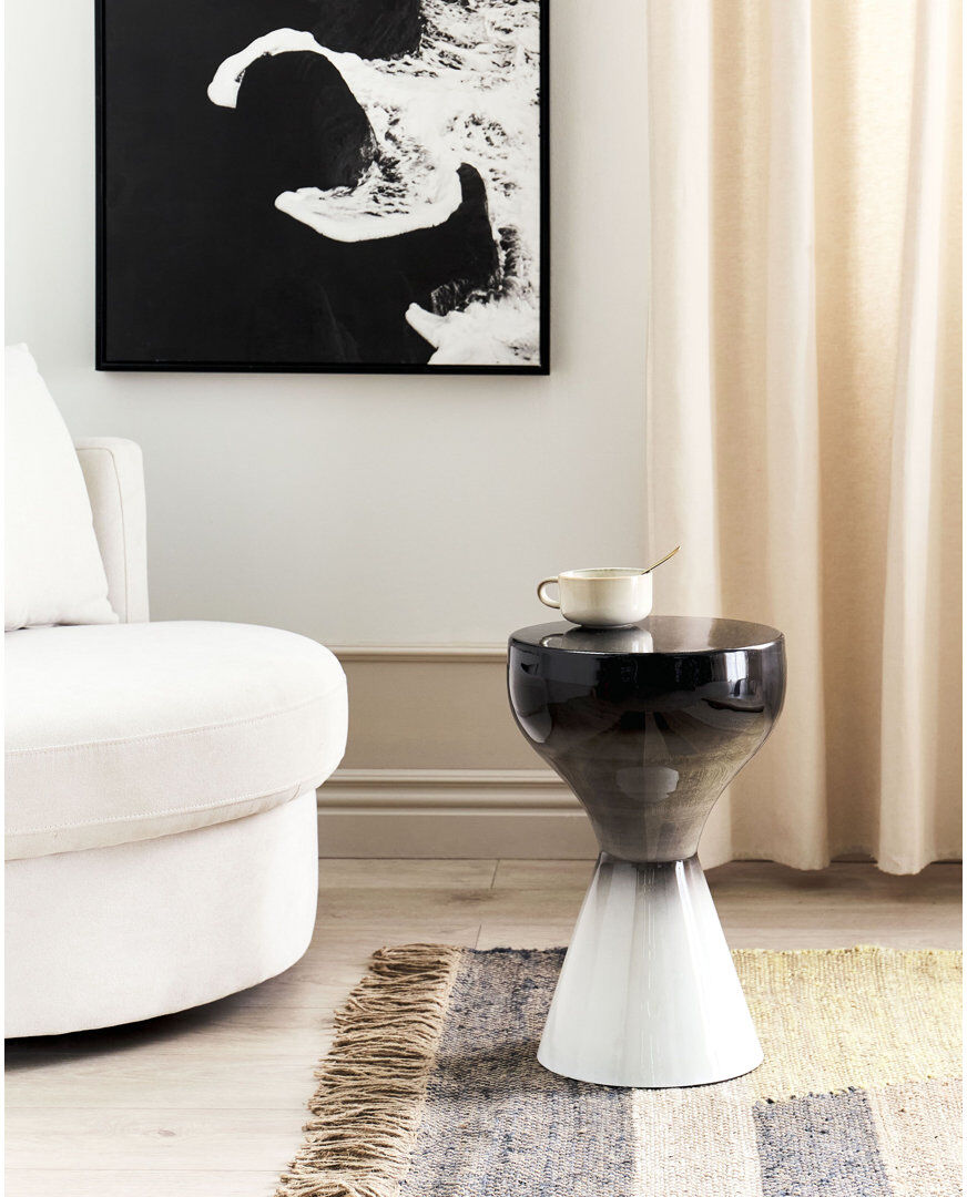 17 Stories Oramsy Pedestal Round Side Table Black 45cm H X 30cm W X 30cm D