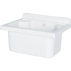 Ausgussbecken ''Mini'' Kunststoff weiß, mit Hahnbank, (BxT) 425x340mm