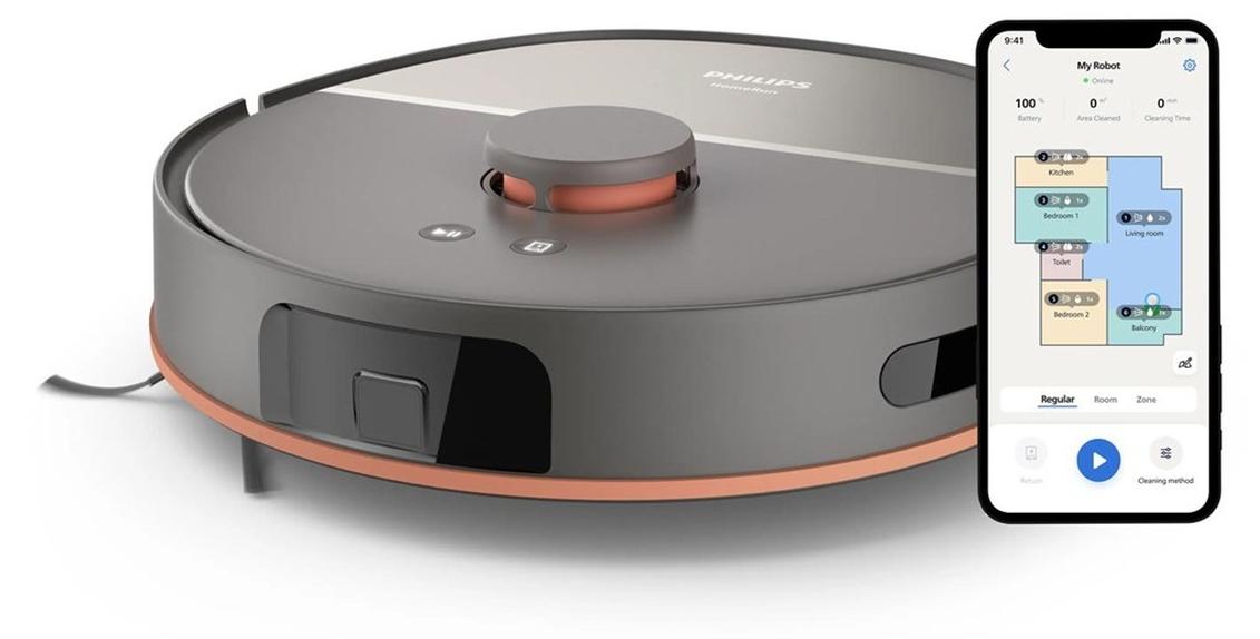 Philips HomeRun 5000 Series Saug- & Wischroboter, Staubbeutel, Acrylnitril-Butadien-Styrol (ABS), 0,26 l, Ladend, 66 dB, 3 l