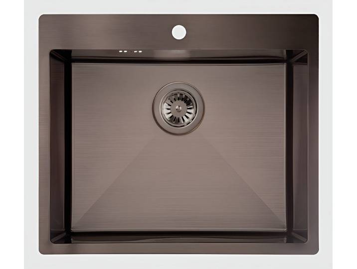 KOLMAN Küchenspüle Einzelbecken Marmara Stahl Spülbecken, Rechteckig, 51/59 cm, Kupfer, Space Saving Siphon GRATIS
