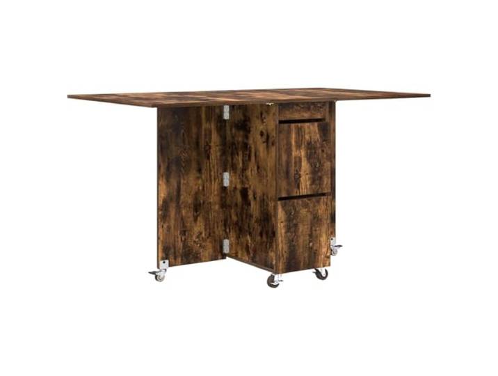 HBBMGYD Esstisch, 140 x 80 x 77 cm, Holz, Eiche rauchfarben Ausziehbarer Tisch, integrierte Aufbewahrung, Kipp-Design, wasserabweisende Oberfläche, einfache Reinigung