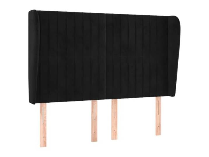 GHVBNMF Kopfteil mit Ohren Schwarz 147x23 cm Höhenverstellbar Samt Ergonomisches Polsterbett Kopfteil im Schlafzimmer mit weicher Schaumstoff Füllung und stabilen Beinen aus Massivholz.