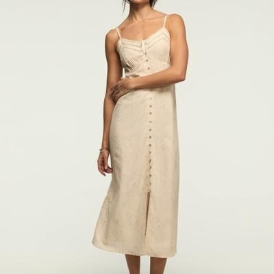 Lucky Brand Festival Lace Trimmed Slip Dress - Women's Clothing Dresses in Cream Multi, Size M